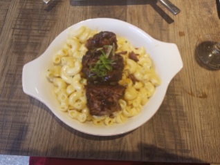 Guinness Braised Short Rib with Green Chili Mac N' Cheese at the Happiest Hour.